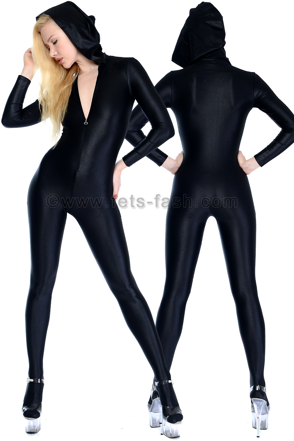 Catsuit With Front Zipper And Hood From Fets Fash In All Lycra Colors Flexib 6686