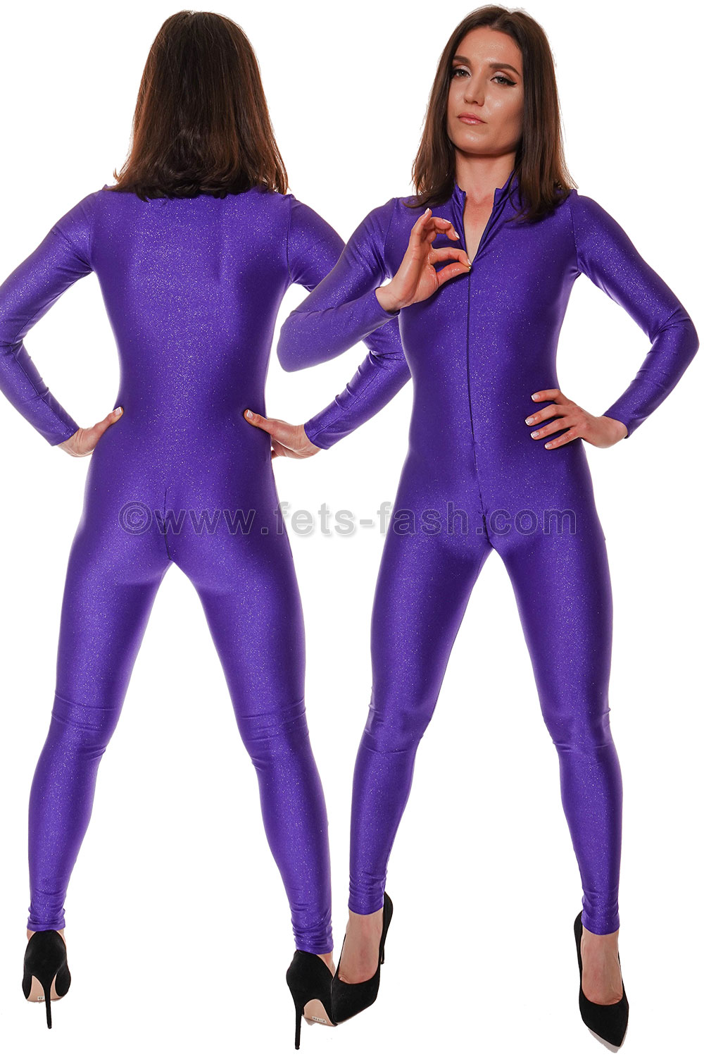 Fets Fash Catsuit Purple Stardust with front zip-fastener