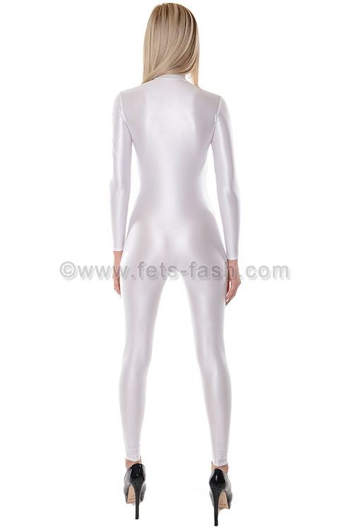 Catsuit White Chintz With Front Zipper From Fets Fash In All Lycra Colors F 4319