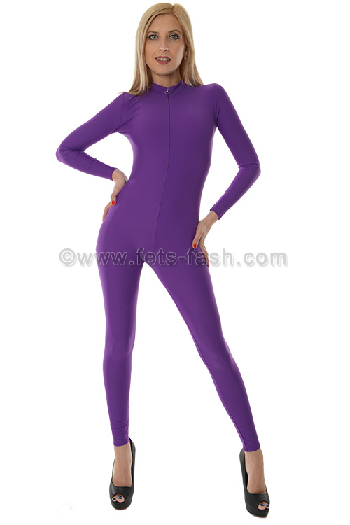 Catsuit with front zipper from Fets Fash - in elastane Lavender ...