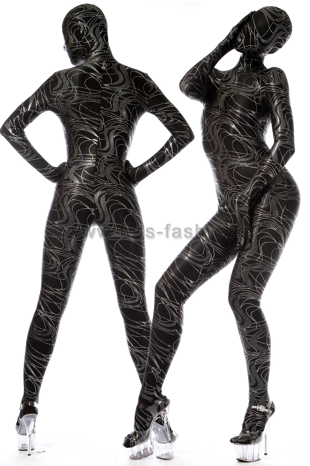 black glitter catsuit