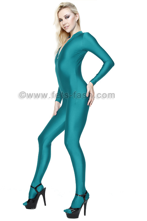 Fets Fash Catsuit Elastane Fabrics With Front Zip Fastener 3543