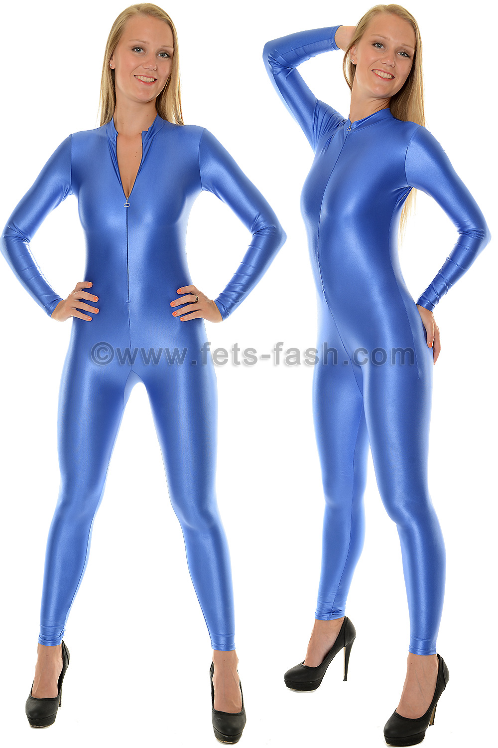 Catsuit With Front Zipper From Fets Fash In Elastane Royal Blue