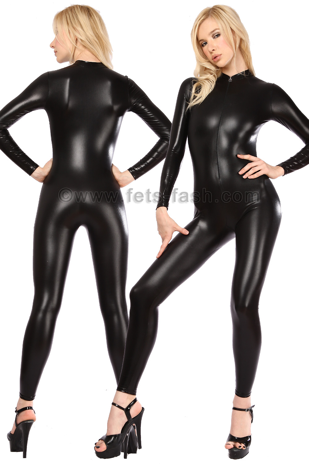 Catsuit With Front Zip Fastener Into Shiny Colors Catsuit Zentai