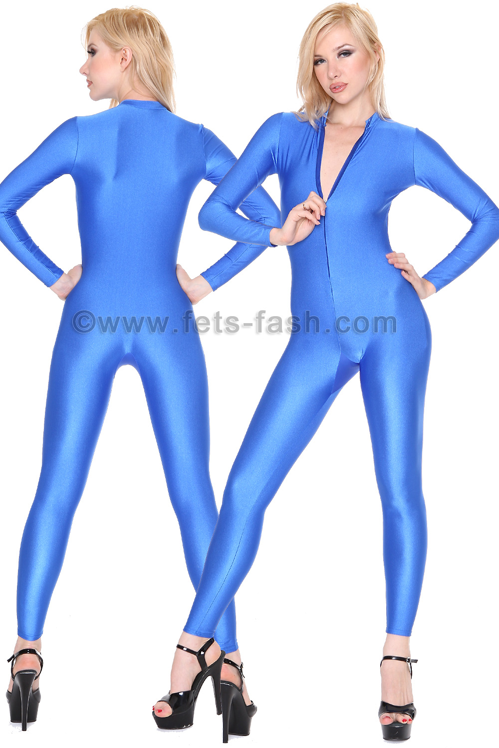 Fets Fash Catsuit With Front Zip Fastener Into Elastane Blue Female Size S 8998