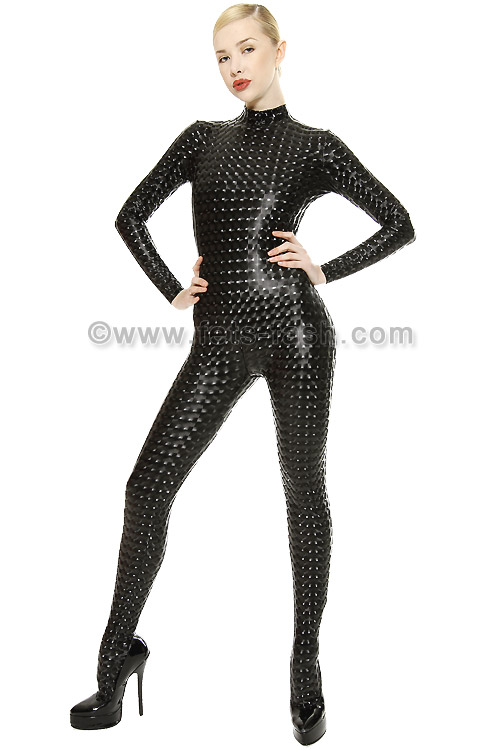 Zentai Catsuit Stretchlack Black Cube, 3D hologram effect, latex effect ...