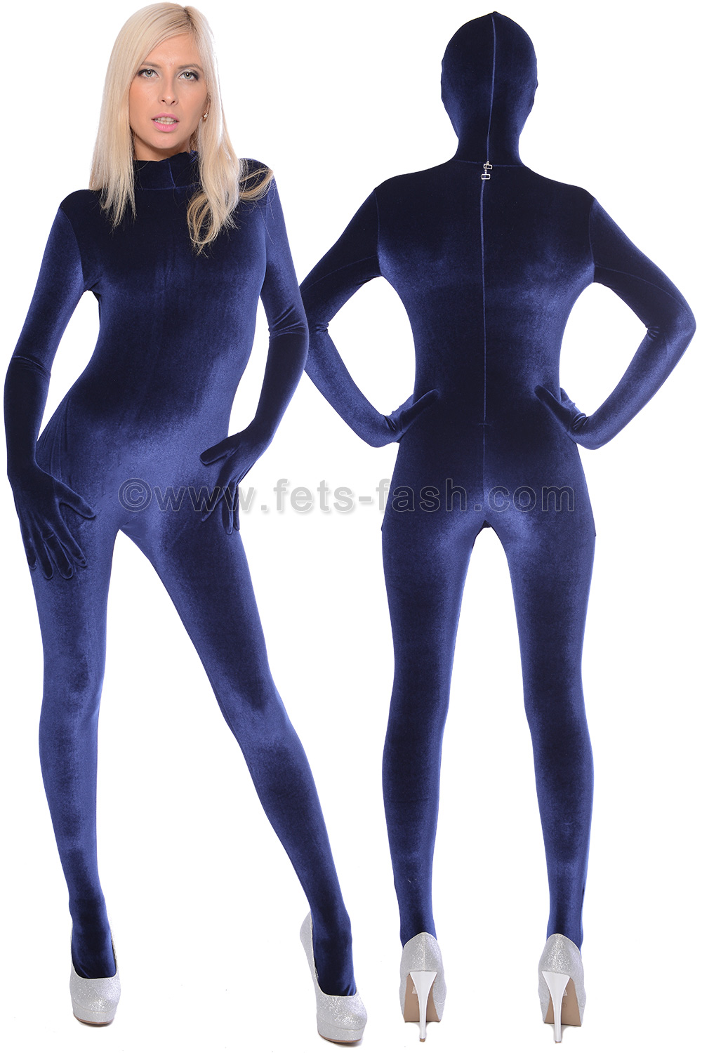 Fets Fash Zentai Catsuit Velvet Dark Blue